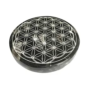Scheibe Orthoceras "Blume des Lebens", 10cm | Edelsteine, Heilsteine & Schmuck