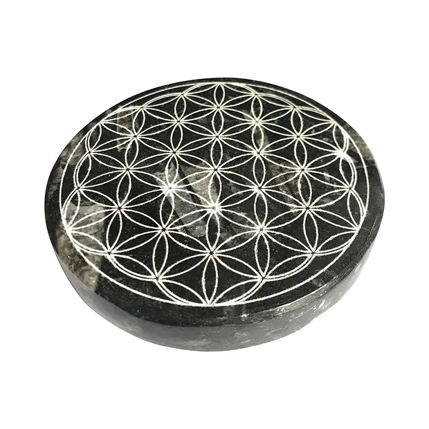 Scheibe Orthoceras "Blume des Lebens", 10cm | Edelsteine, Heilsteine & Schmuck