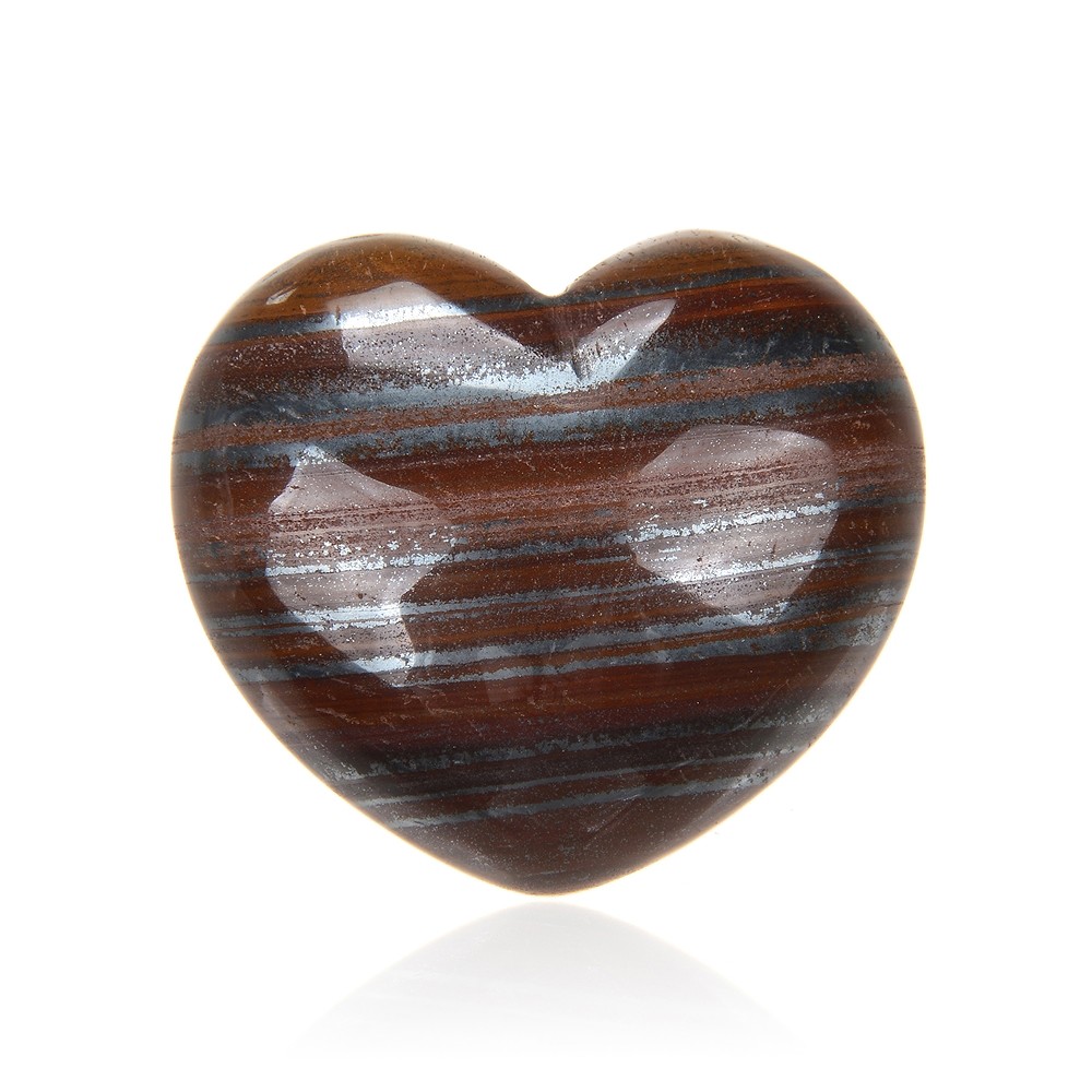 Heart puffy heart, Iron Stone banded, 4.5 cm | wholesaler gems & healing stones