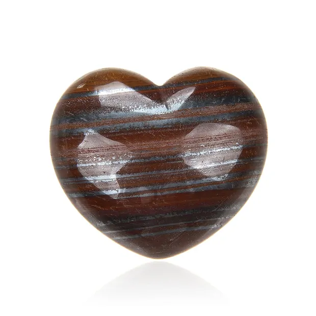 Heart puffy heart, Iron Stone banded, 4.5 cm | wholesaler gems & healing stones
