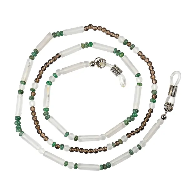 Eyewear necklace "Sincerity & harmony" (Emerald, Rock Crystal, Smoky Quartz) | Marco Schreier