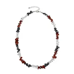0600013005 Collier Baroque Combi Cristal de roche, Hématite, Jaspe (rouge) | Marco Schreier