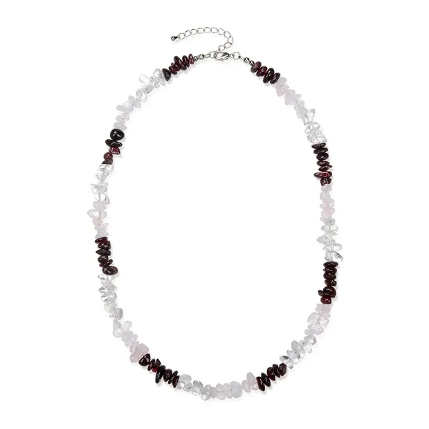 Collier Baroque Combi Cristal de roche, Quartz rose, Grenat | Marco Schreier