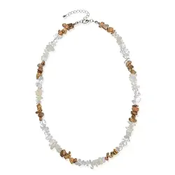 0600013010 Collana barocca con combinazione di Cristallo di rocca, Diaspro paesaggio, Pietra di luna | Marco Schreier