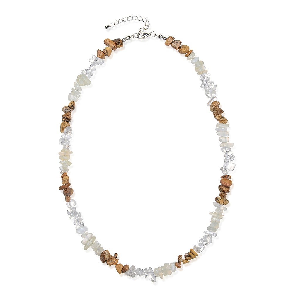 Collar barroco combinación Cristal de roca, Jaspe paisaje, Piedra de luna | Marco Schreier