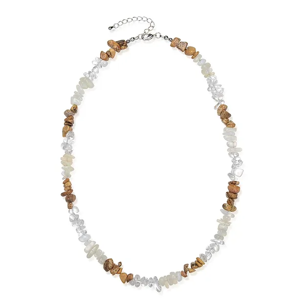 Collar barroco combinación Cristal de roca, Jaspe paisaje, Piedra de luna | Marco Schreier