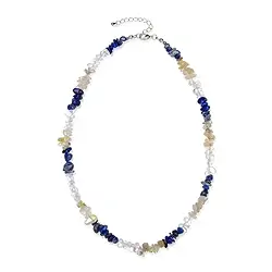 0600013012 Collier Baroque Combi Cristal de roche, Lapis-lazuli, Quartz-Rutile | Marco Schreier
