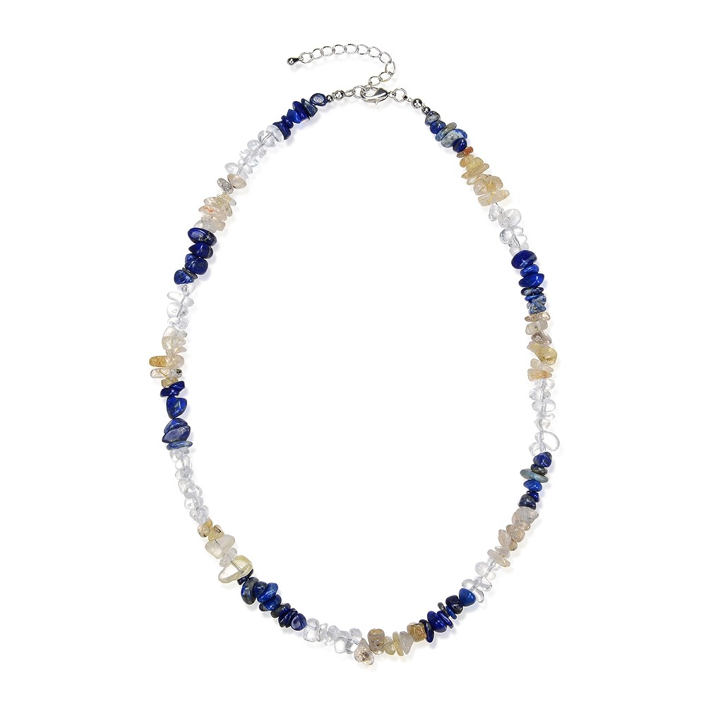 Collier Baroque Combi Cristal de roche, Lapis-lazuli, Quartz-Rutile | Marco Schreier