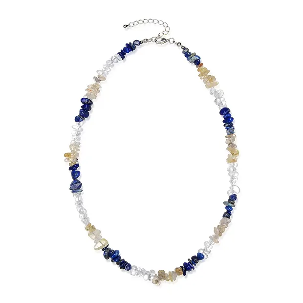 Collier Baroque Combi Cristal de roche, Lapis-lazuli, Quartz-Rutile | Marco Schreier