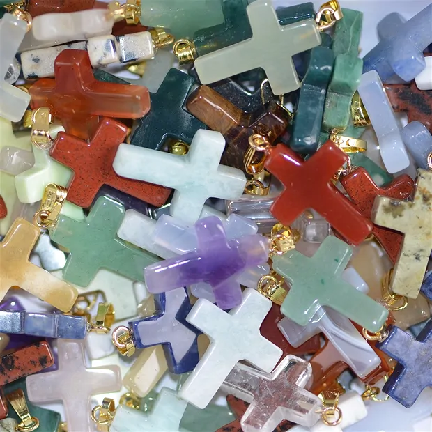 Pendant cross 1.8cm, mixed, gold-colored eyelet (100 pcs./ PU) | Marco Schreier