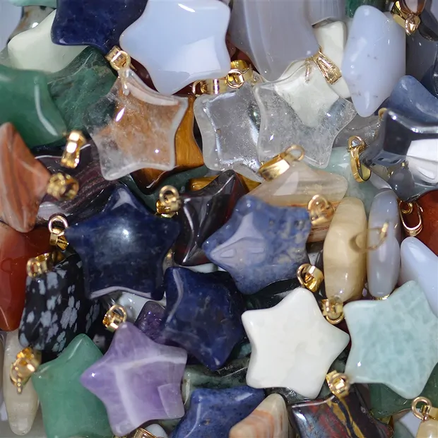 Pendentif stylo étoile 1,8cm, mixte, anneaux dorés (100 pcs/UC) | Marco Schreier