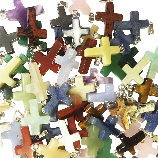 Pendant cross 1.8cm, mixed, silver-colored eyelet (100 pcs./ PU) | Marco Schreier