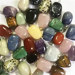 0600020170 Ciondolo a spilla Pietra burattata 1,5 cm, misto, occhiello color argento (100 pz./ UC) | Marco Schreier