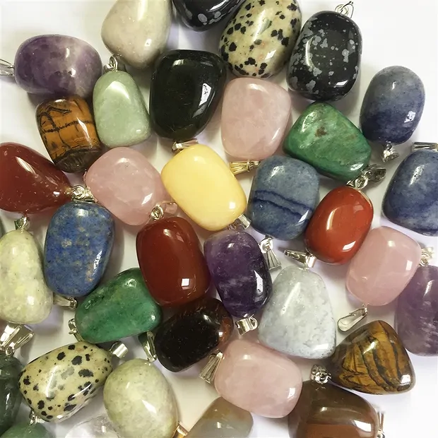 Alfiler colgante Piedra rodada 1,5cm, mixto, ojal plateado (100 unid./VE) | Marco Schreier