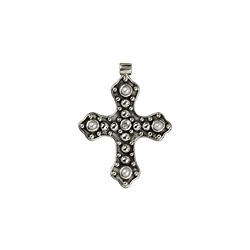 0600025081 Pendant "Cross" with topaz and pearls, 4.0 cm | wholesaler gems & healing stones
