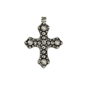 Anhänger "Kreuz" mit Topas und Perlen, 4,0cm | Edelsteine, Heilsteine & Schmuck