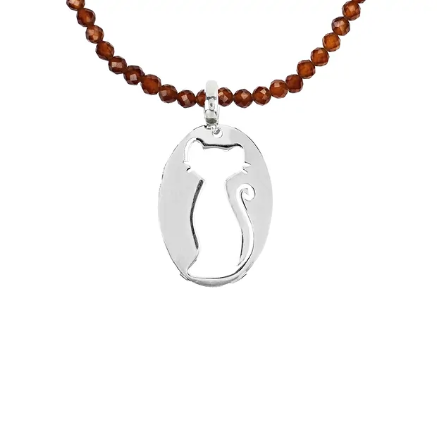 Pendant cat silhouette, 4.0 cm, rhodiniert | wholesaler gems & healing stones