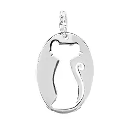 0600027002 Pendant cat silhouette, 4.0 cm, rhodiniert | wholesaler gems & healing stones
