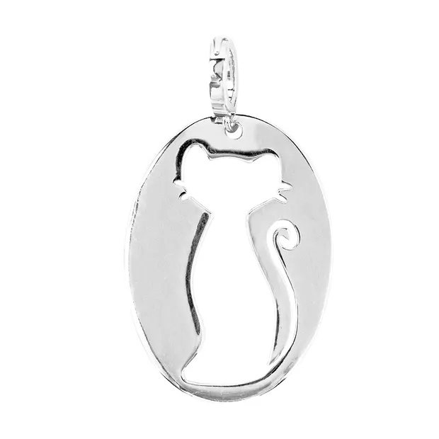 Pendant cat silhouette, 4.0 cm, rhodiniert | wholesaler gems & healing stones