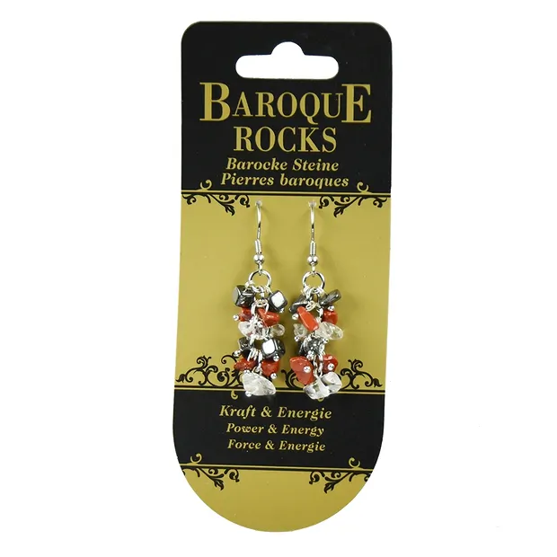 Boucles d'oreilles baroques, Cristal de roche, Hématite, Jaspe (rouge) | Marco Schreier