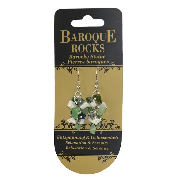 Boucles d'oreilles baroques, Aventurine, Magnésite, Agate mousse | Marco Schreier
