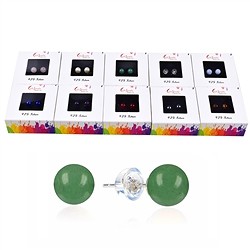 0600045106 10 pares de Pendientes, piedras mixtas, 6mm, plata | Marco Schreier