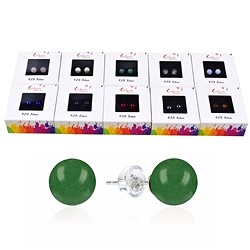 0600045108 10 pairs of Earstud beads, mixed stones, 8mm, rhodiniert | Marco Schreier