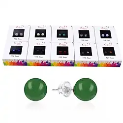 0600045108 10 pairs of Earstud beads, mixed stones, 8mm, rhodiniert | Marco Schreier