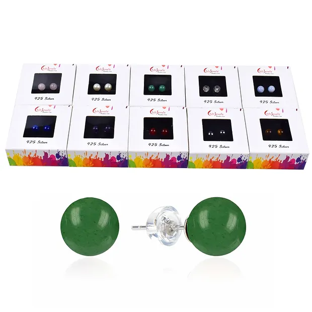 10 pairs of Earstud beads, mixed stones, 8mm, rhodiniert | Marco Schreier