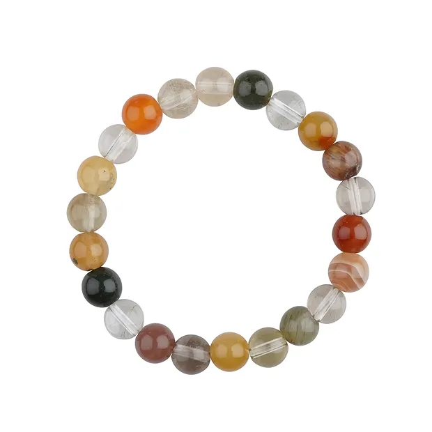 Bracelet, quartz inclus, Agate, perles rondes de 8mm | Marco Schreier