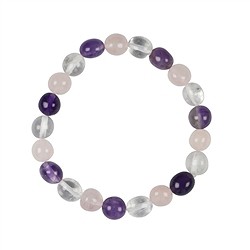0600050020 Bracelet, amethyst, Rock Crystal, Rose Quartz, 10-12mm nuggets | Marco Schreier