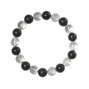 Bracelet, Shungite (stab.), Rock Crystal, 08mm beads | Marco Schreier