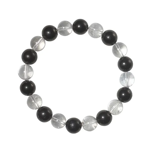 Armband, Schungit (stab.), Bergkristall, 08mm Kugeln | Marco Schreier