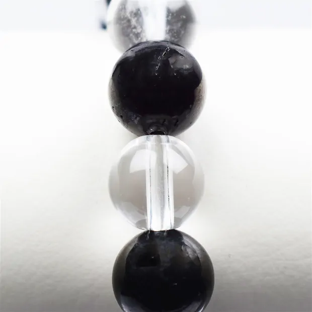 Bracelet, Shungite (stab.), Rock Crystal, 10mm beads | Marco Schreier