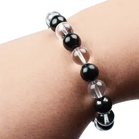 Bracciale, Shungite, Cristallo di rocca, perline da 10 mm | Marco Schreier