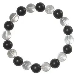 0600050052 Pulsera, Shungita, Cristal de roca, cuentas de 10mm | Marco Schreier