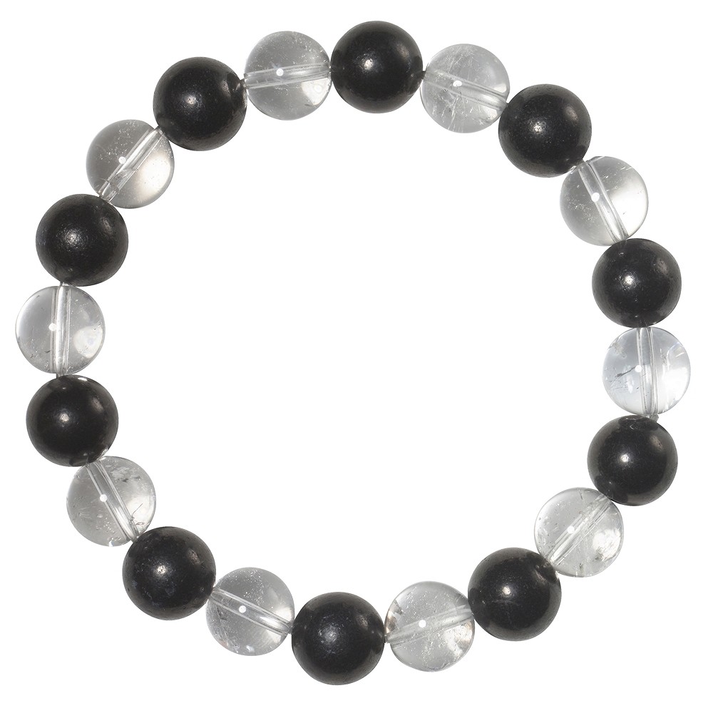 Armband, Schungit, Bergkristall, 10mm Kugeln | Edelsteine, Heilsteine & Schmuck
