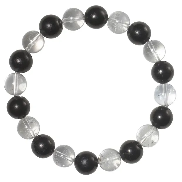 Armband, Schungit, Bergkristall, 10mm Kugeln | Edelsteine, Heilsteine & Schmuck