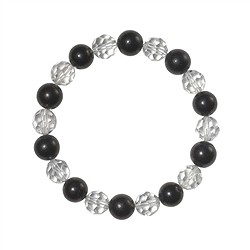 0600050053 Bracelet, Shungite, Cristal de roche à facettes, 08mm boules | Marco Schreier