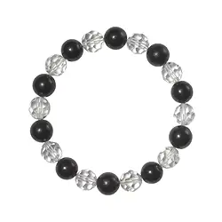 0600050053 Pulsera, Shungita, Cristal de roca facetado, 08mm cuentas | Marco Schreier