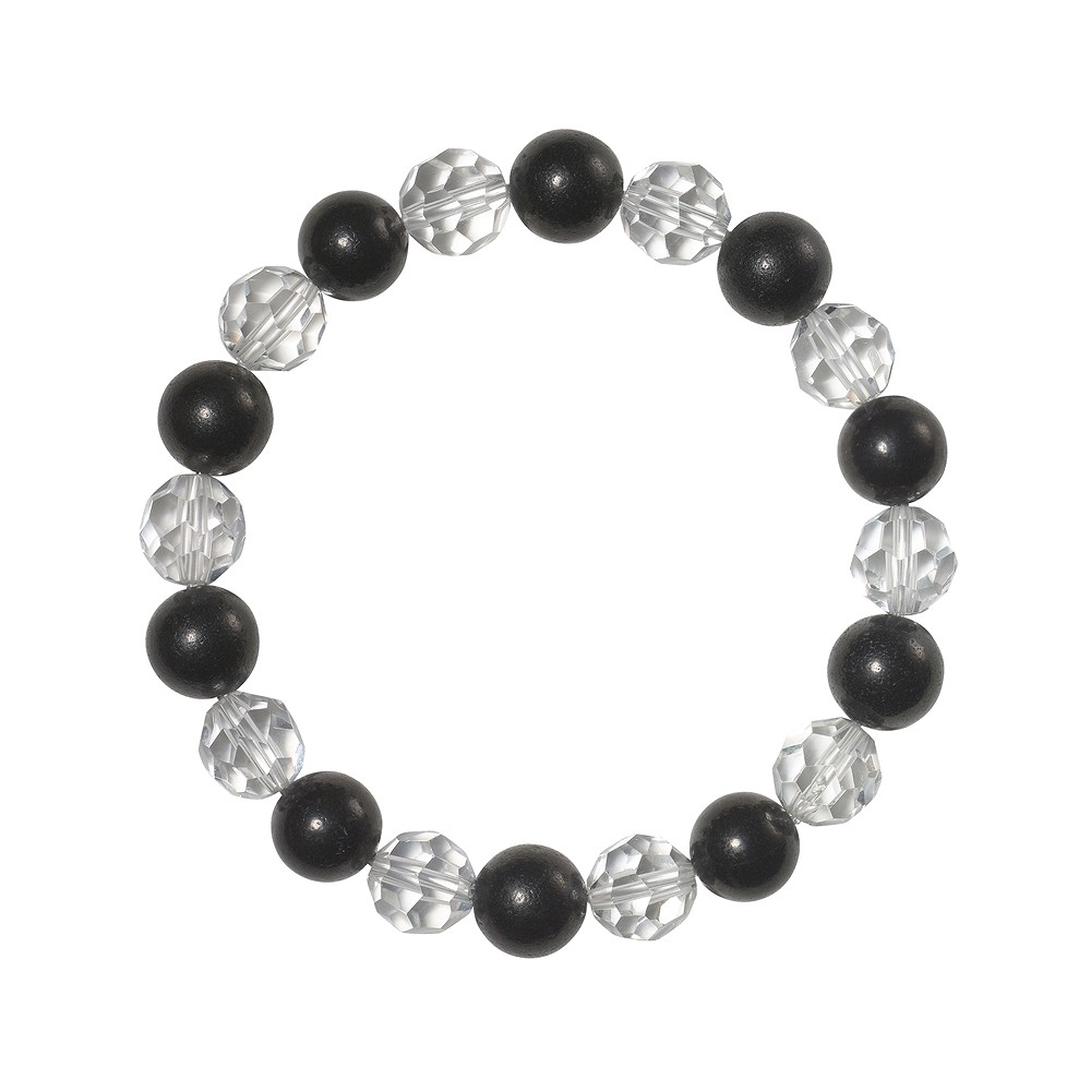 Bracelet, Shungite, Rock Crystal faceted, 08mm beads | Marco Schreier