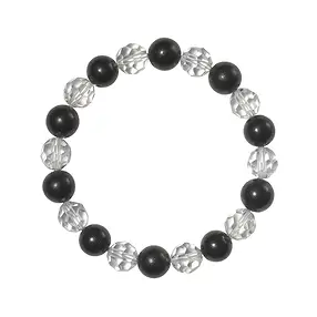Armband, Schungit (stab.), Bergkristall facettiert, 08mm Kugeln | Marco Schreier