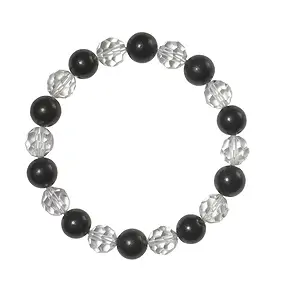 Bracciale, Shungite (stab.), Cristallo di rocca sfaccettato, perline da 10 mm | Marco Schreier