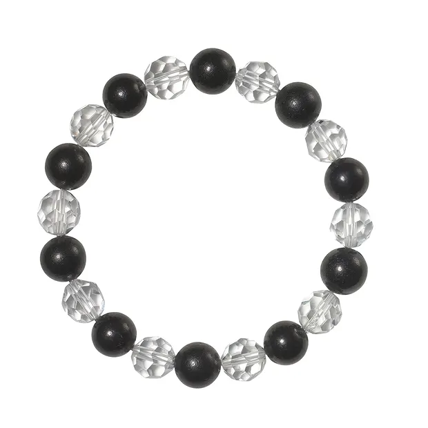 Bracciale, Shungite (stab.), Cristallo di rocca sfaccettato, perline da 10 mm | Marco Schreier
