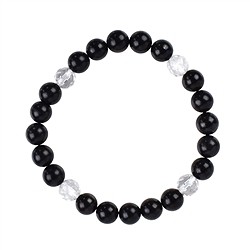 0600050055 Bracelet, Shungite, Cristal de roche à facettes (4 pcs.), 08mm boules | Marco Schreier