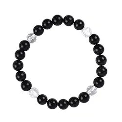 0600050055 Pulsera, Shungita, Cristal de roca facetado (4 piezas), 08mm cuentas | Marco Schreier