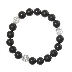 0600050056 Bracelet, Shungite, Cristal de roche à facettes (3 boules), boules 10mm | Marco Schreier