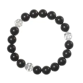 Armband, Schungit (stab.), Bergkristall facettiert (3), 10mm Kugeln | Marco Schreier