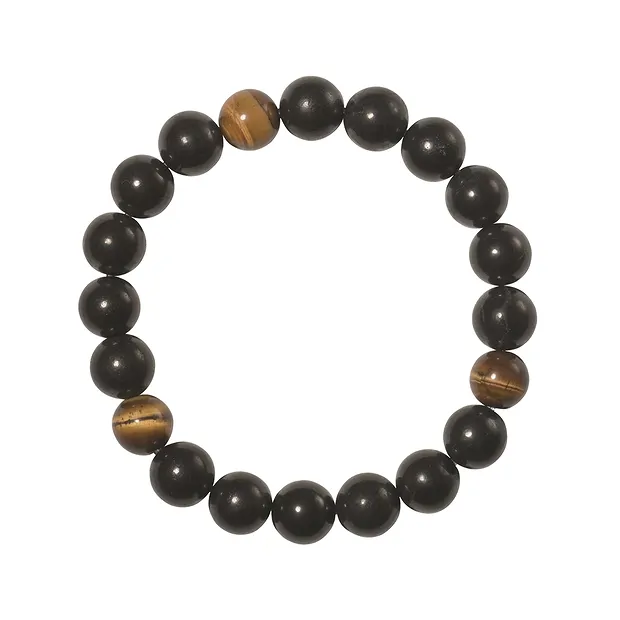 Bracciale, Shungite (stab.), Occhio di tigre, perline da 08 mm | Marco Schreier