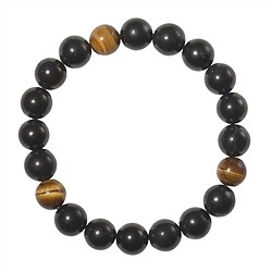 0600050058 Bracelet, Shungite, Tiger's Eye, 10mm beads | wholesaler gems & healing stones